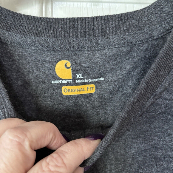 Carhartt Gray Loose Fit Henley T-Shirt Mens Short Sleeve Pullover Size XL - Picture 7 of 8
